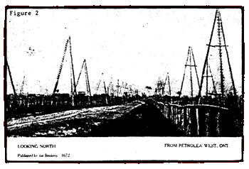 Figure 2 - Early post card showing the oil fields of Petrolia.